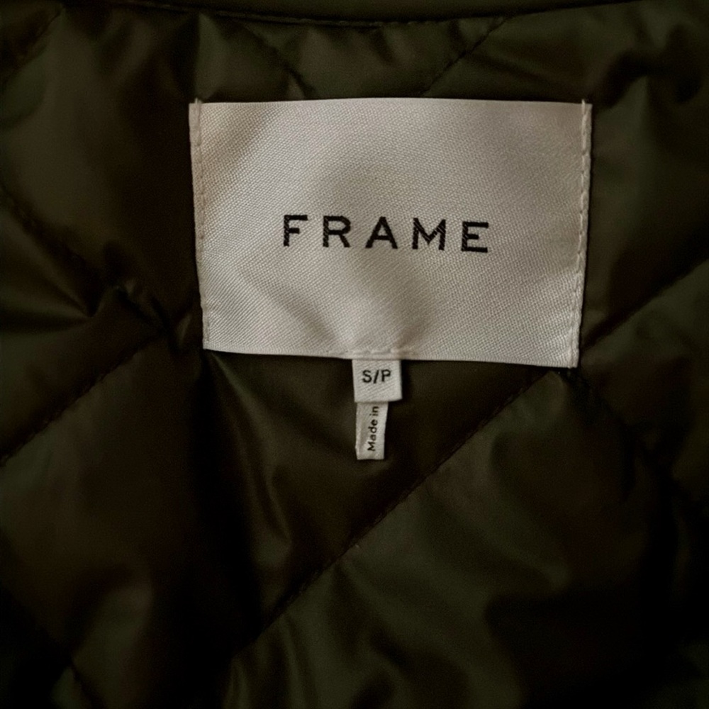 Frame Denim White Teddy Jacket with Olive - Picture 6 of 6